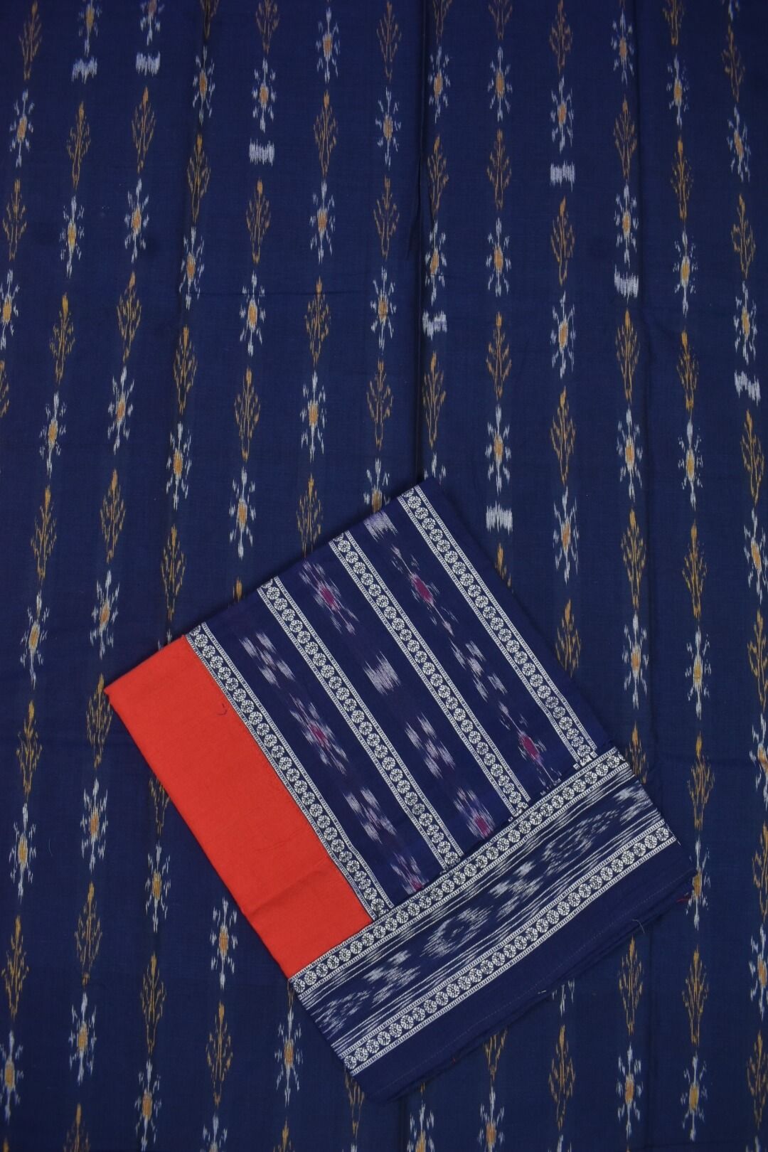 Blue Colour Sambalpuri Handloom Dress Material - Image 3