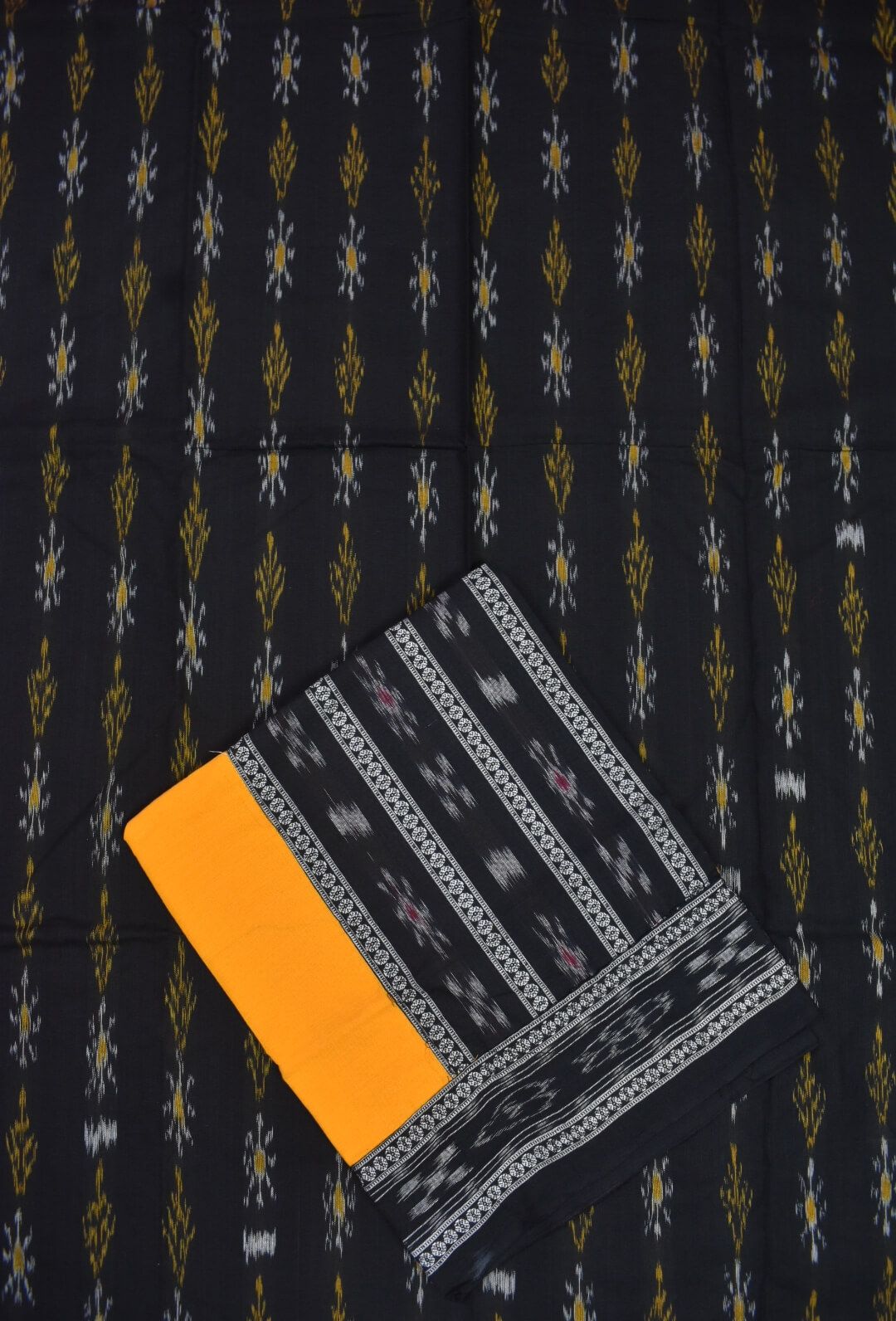 Black Colour Sambalpuri Handloom Dress Material - Image 3