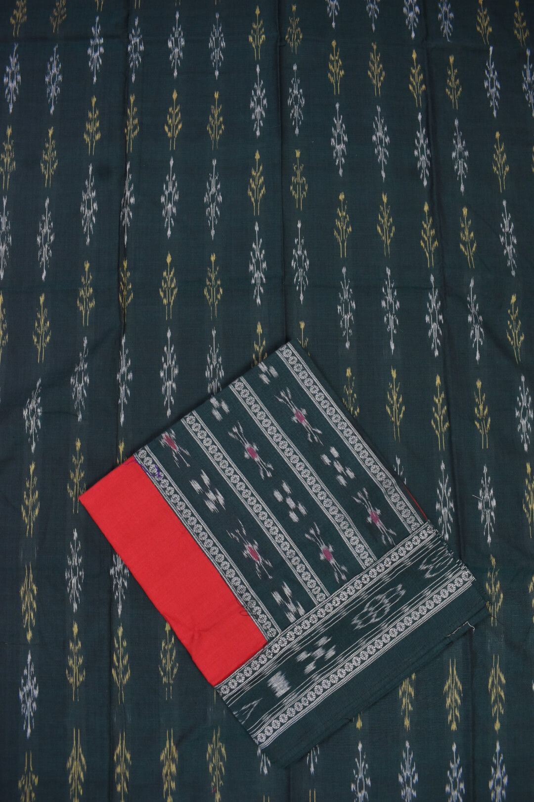 Green Colour Sambalpuri Handloom Dress Material - Image 3