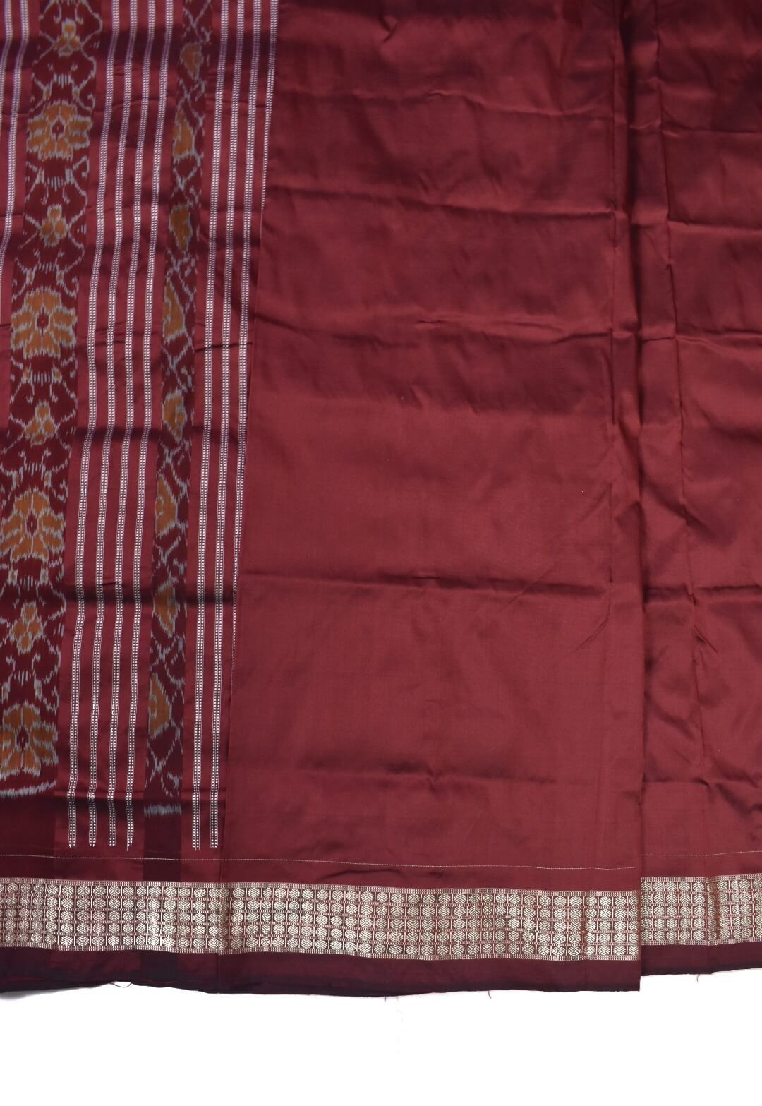 Green-Red Colour Patli Design Sambalpuri Handloom Silk Saree - Image 6