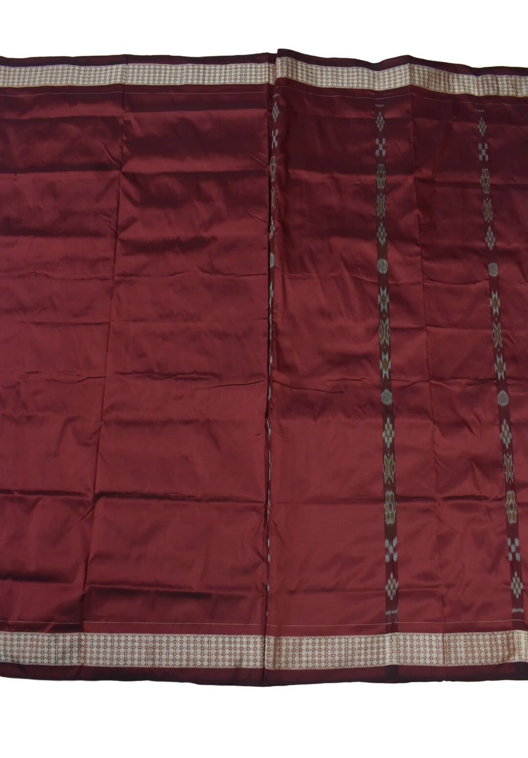 Green-Red Colour Patli Design Sambalpuri Handloom Silk Saree - Image 2
