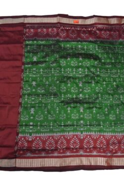 Green-Red Colour Patli Design Sambalpuri Handloom Silk Saree