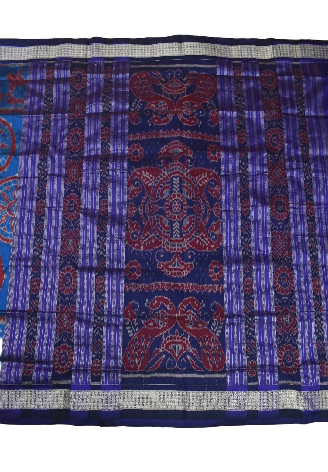Blue Colour Patli Design Sambalpuri Handloom Silk Saree - Image 3