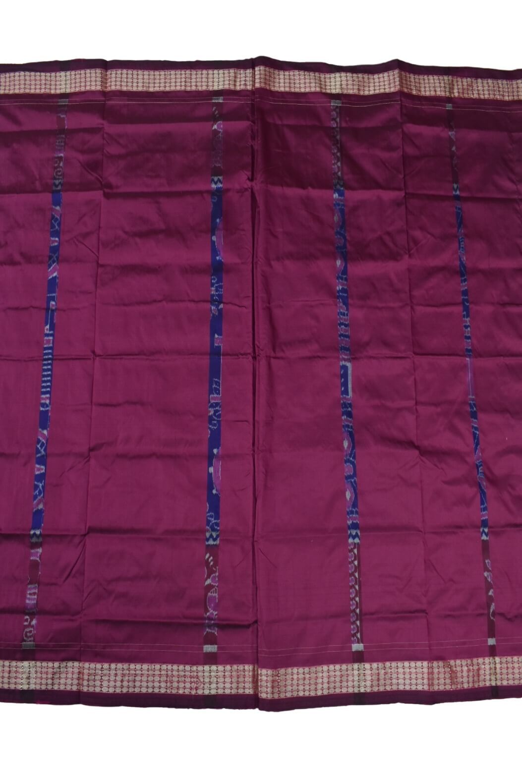 Blue-Pink Colour Patli Design Sambalpuri Handloom Silk Saree - Image 2