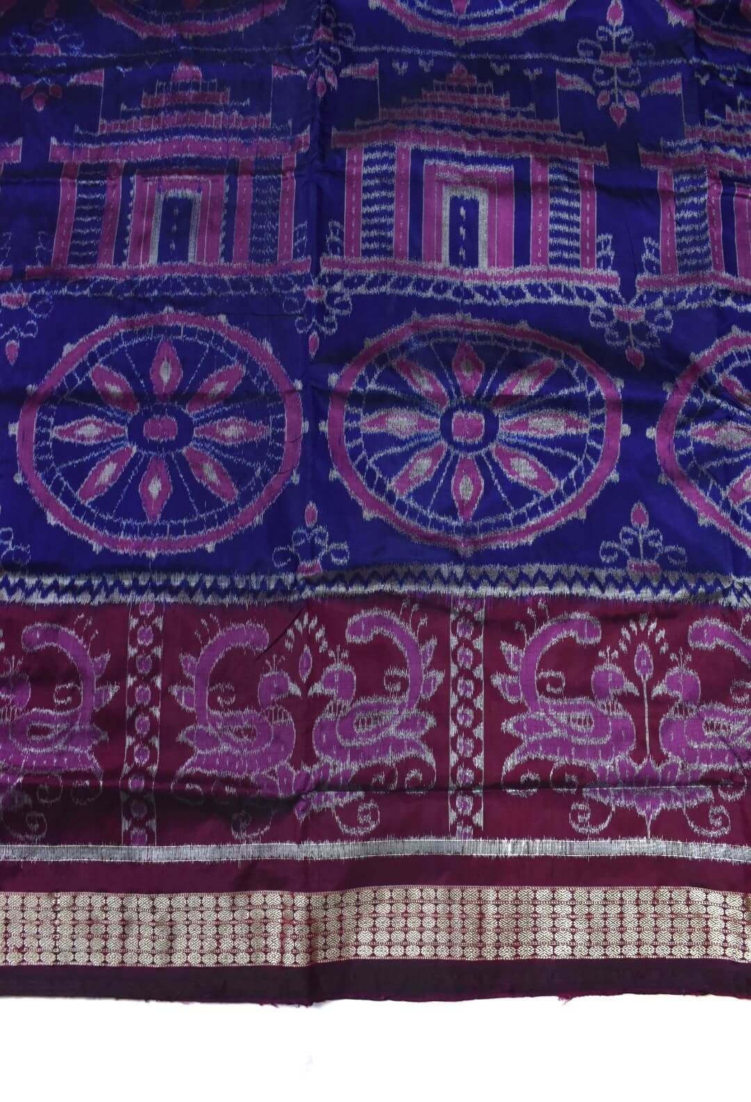 Blue-Pink Colour Patli Design Sambalpuri Handloom Silk Saree - Image 5