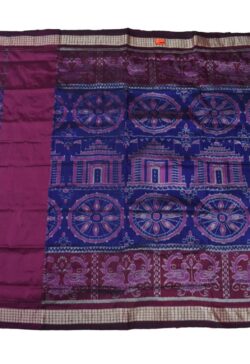 Blue-Pink Colour Patli Design Sambalpuri Handloom Silk Saree