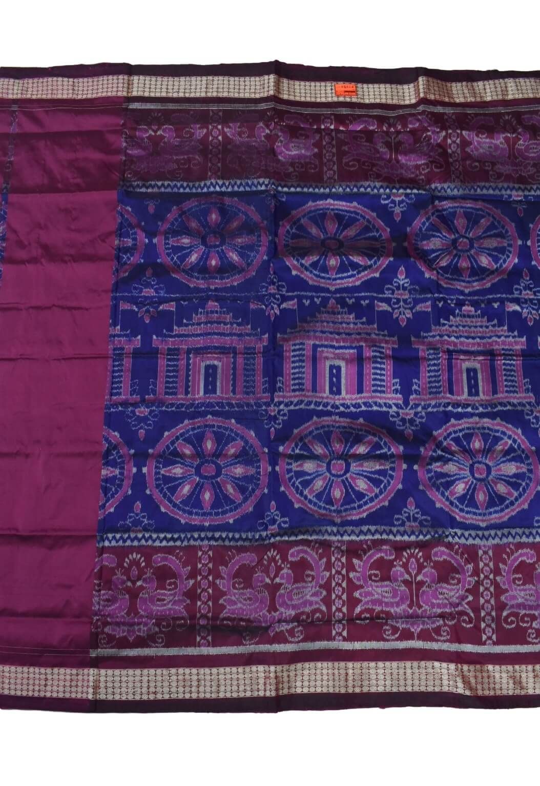 Blue-Pink Colour Patli Design Sambalpuri Handloom Silk Saree