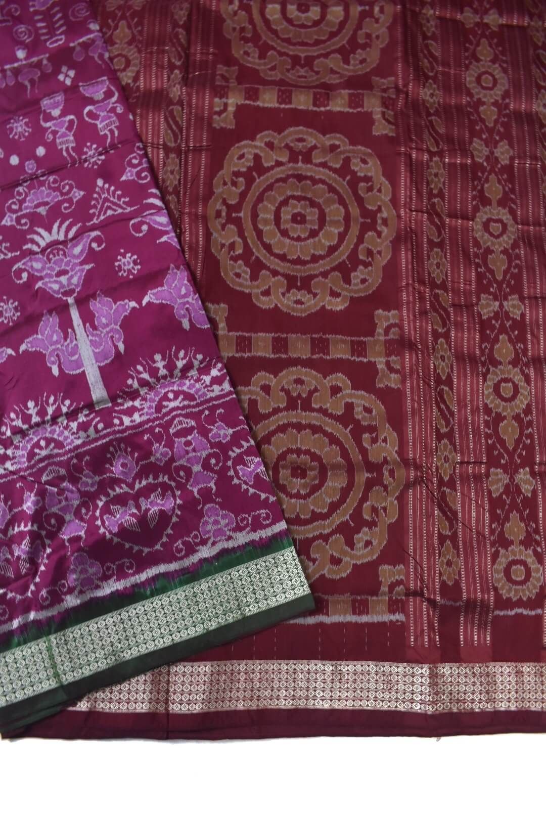Pink Colour Patli Design Sambalpuri Handloom Silk Saree - Image 4