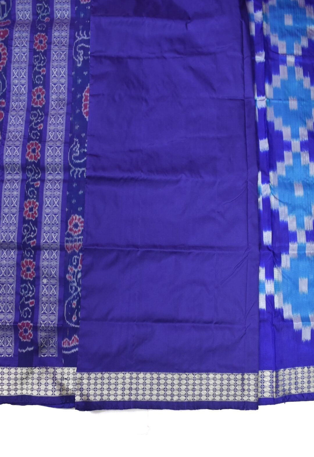 Blue Colour Pasapali Design Sambalpuri Handloom Bandha Silk Saree - Image 5