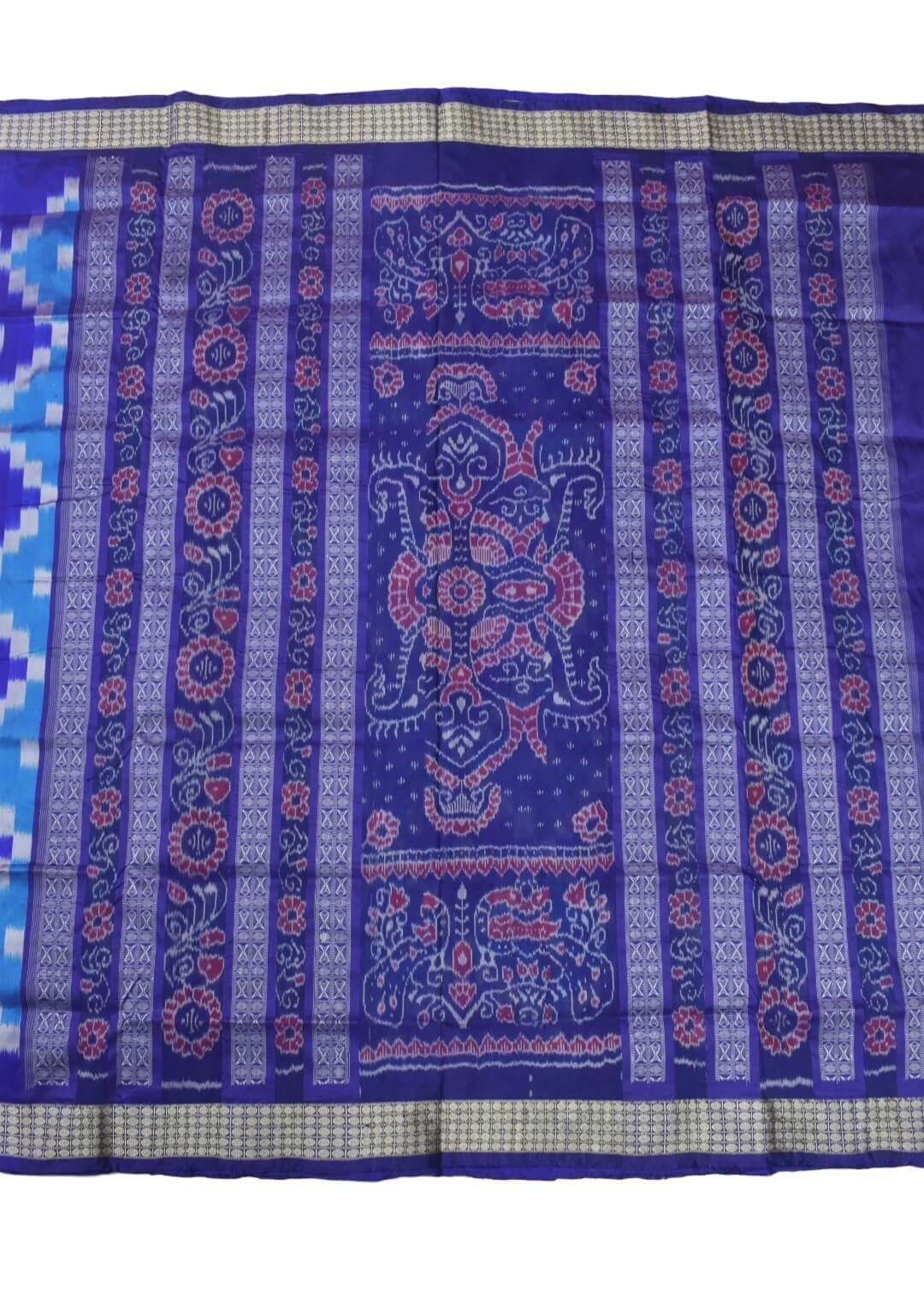 Blue Colour Pasapali Design Sambalpuri Handloom Bandha Silk Saree - Image 2