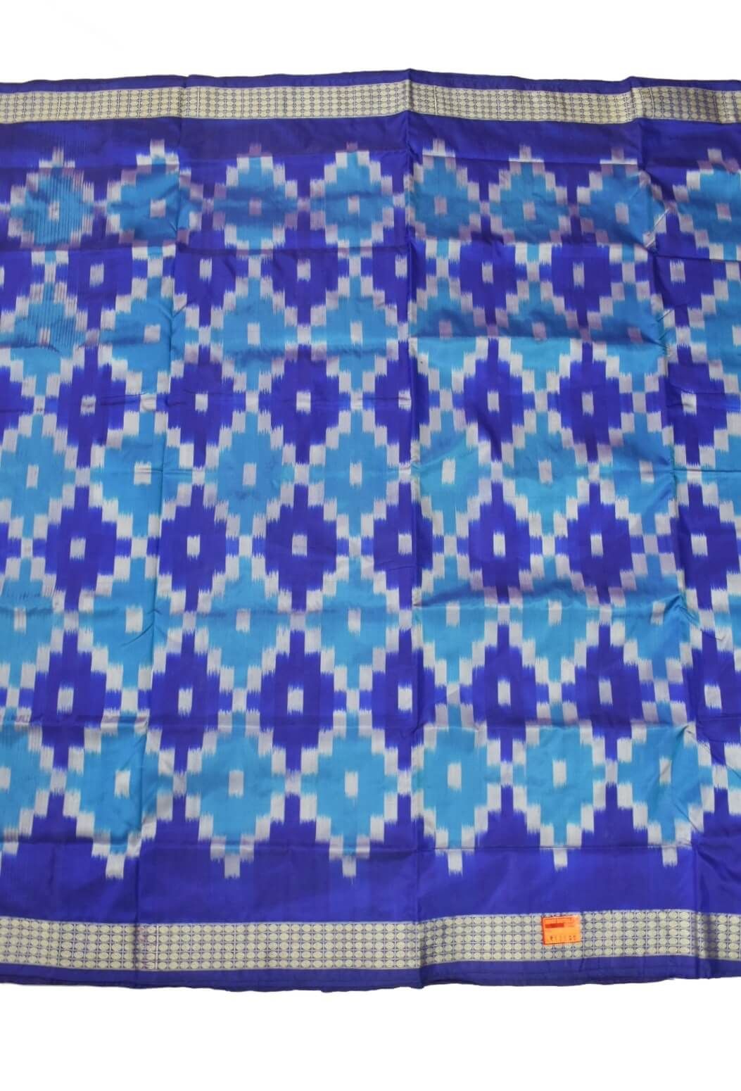 Blue Colour Pasapali Design Sambalpuri Handloom Bandha Silk Saree