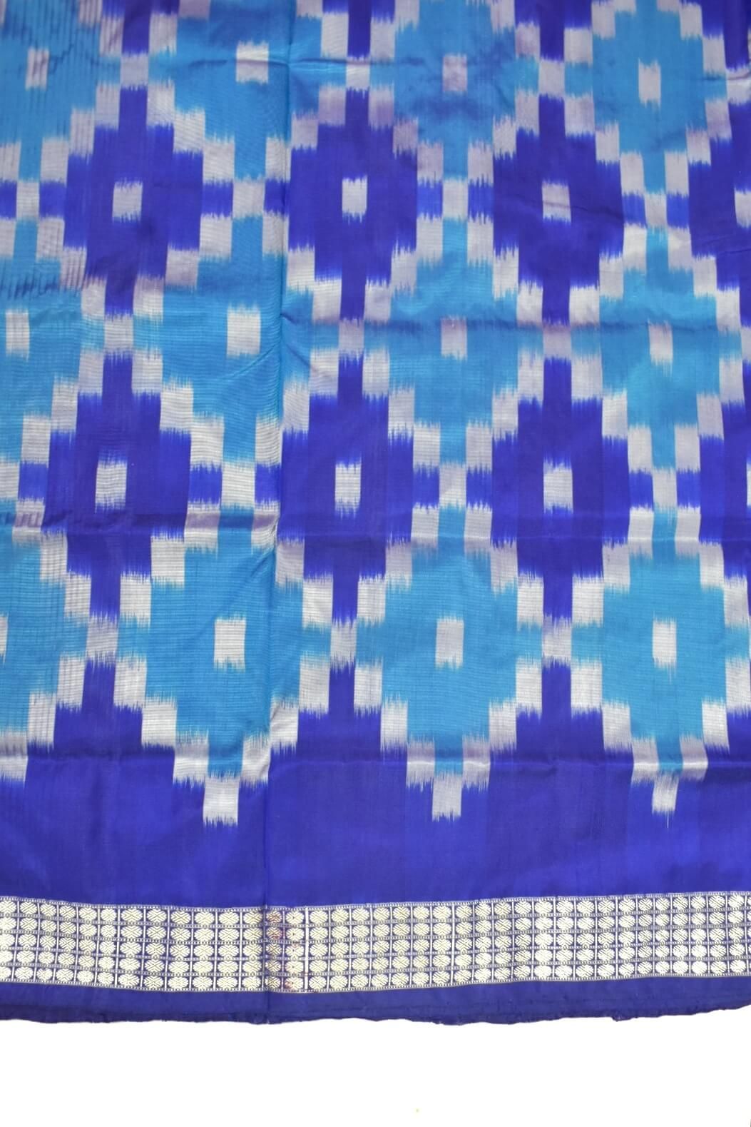 Blue Colour Pasapali Design Sambalpuri Handloom Bandha Silk Saree - Image 4