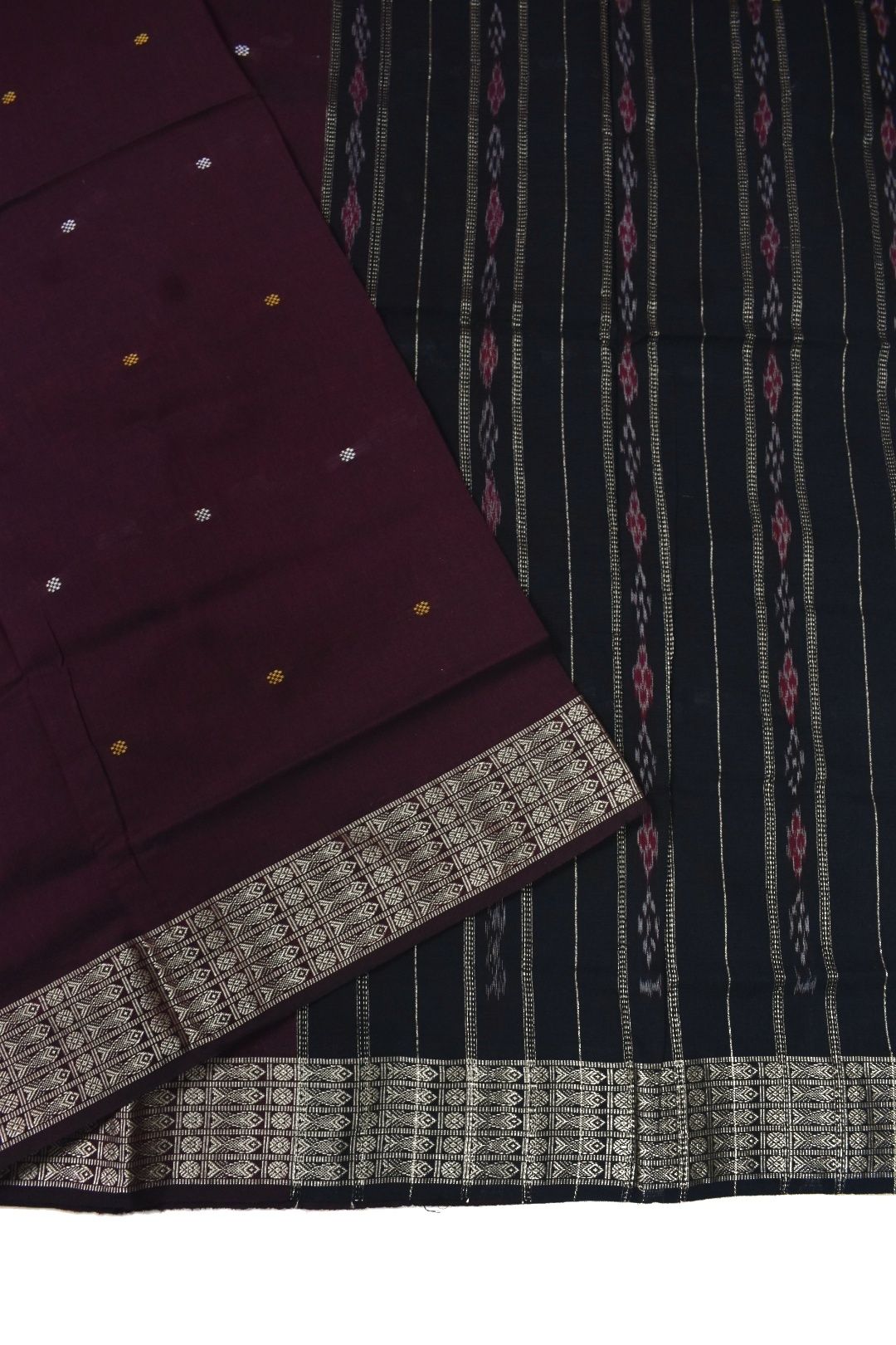 Brown Colour Sambalpuri Handloom Cotton Saree - Image 3