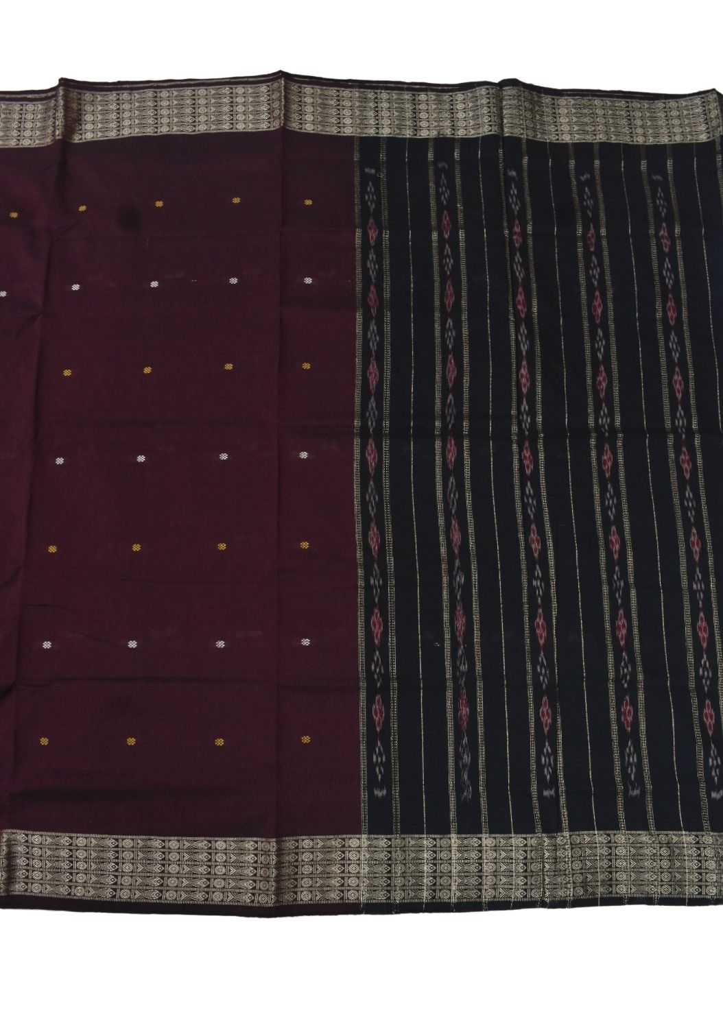 Brown Colour Sambalpuri Handloom Cotton Saree - Image 2