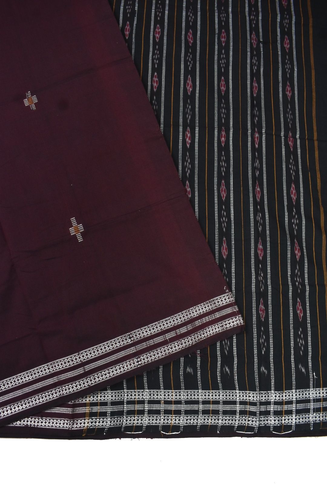 Brown Colour Sambalpuri Handloom Cotton Saree - Image 3