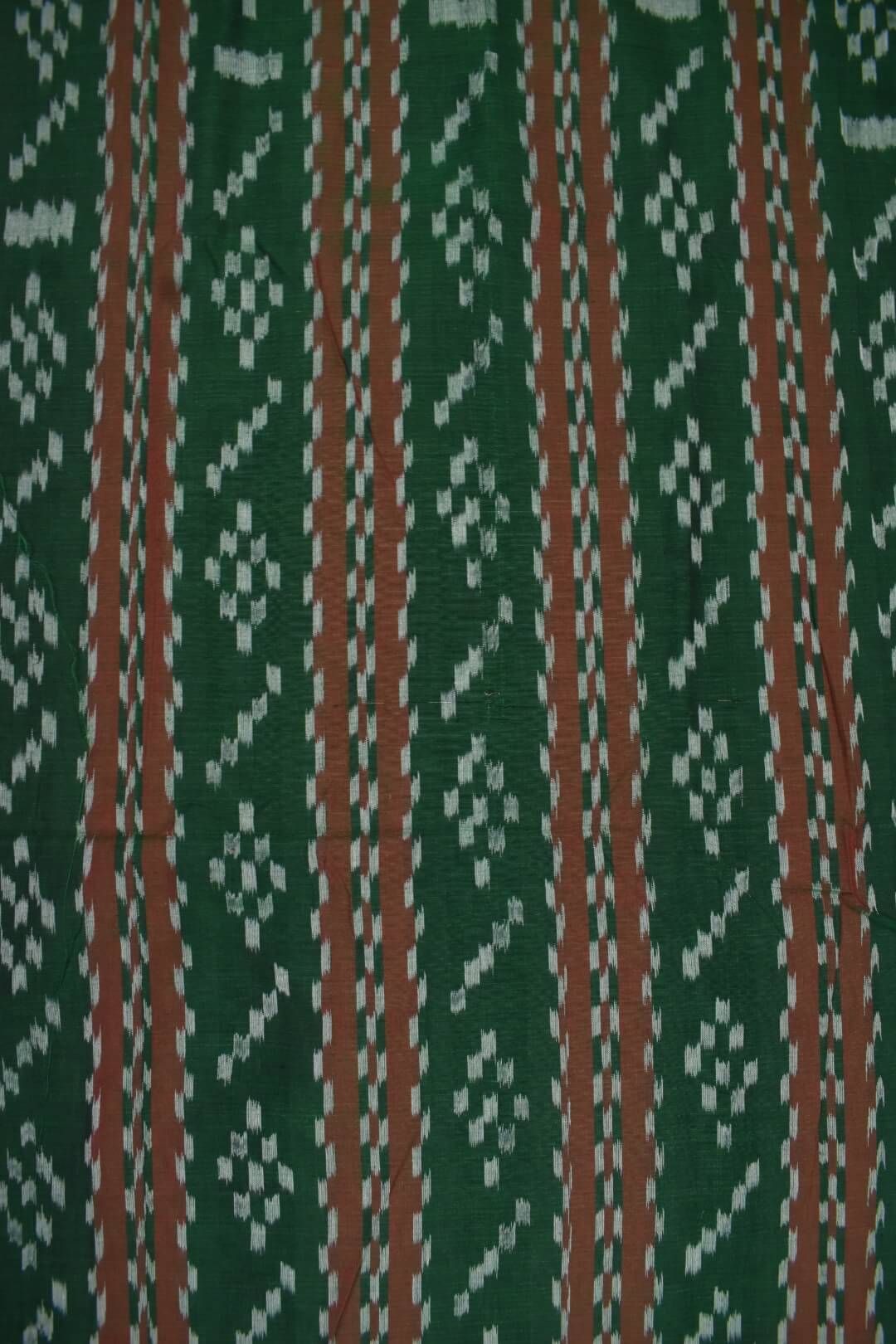 Green Colour Sambalpuri Handloom Cotton Fabrics - Image 2