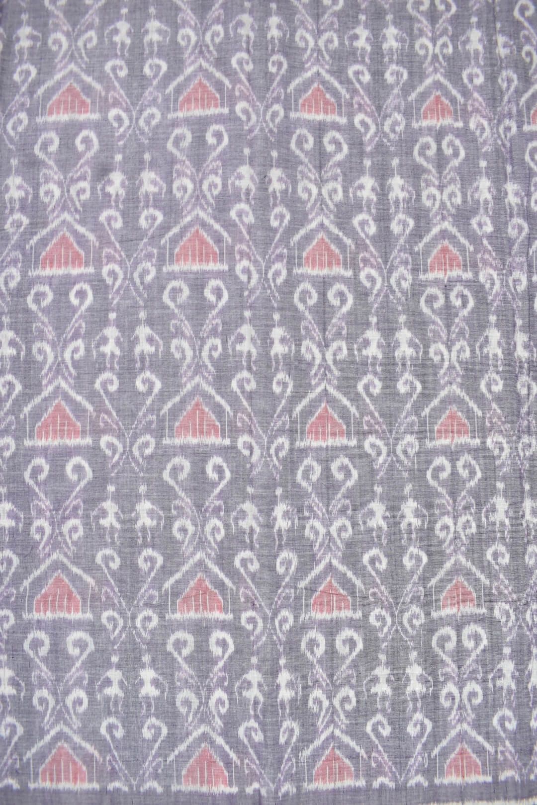 Lavender Colour Sambalpuri Handloom Cotton Dress Material - Image 5
