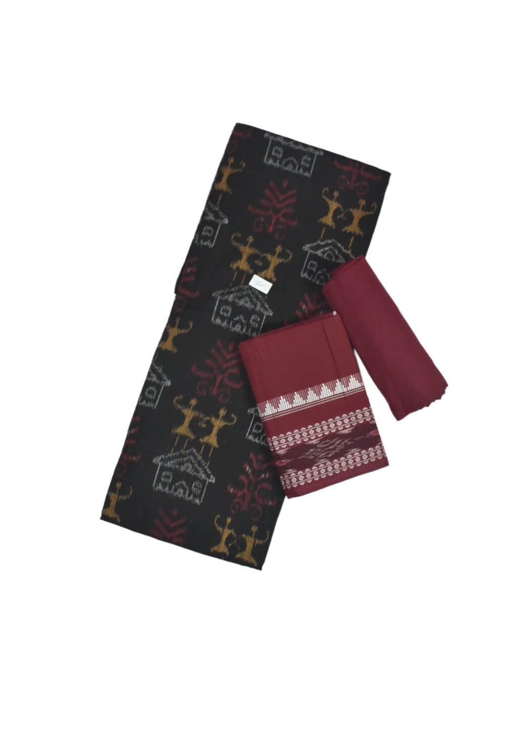 Black Colour Sambalpuri Handloom Cotton Dress Material