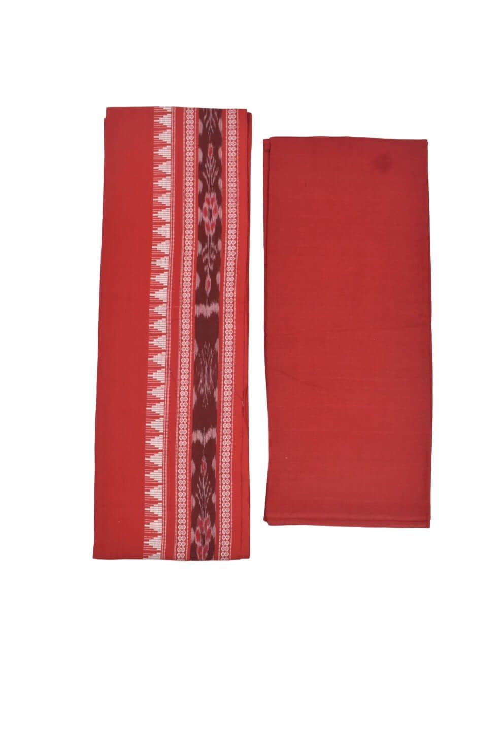 Violet Colour Sambalpuri Handloom Cotton Dress Material - Image 2