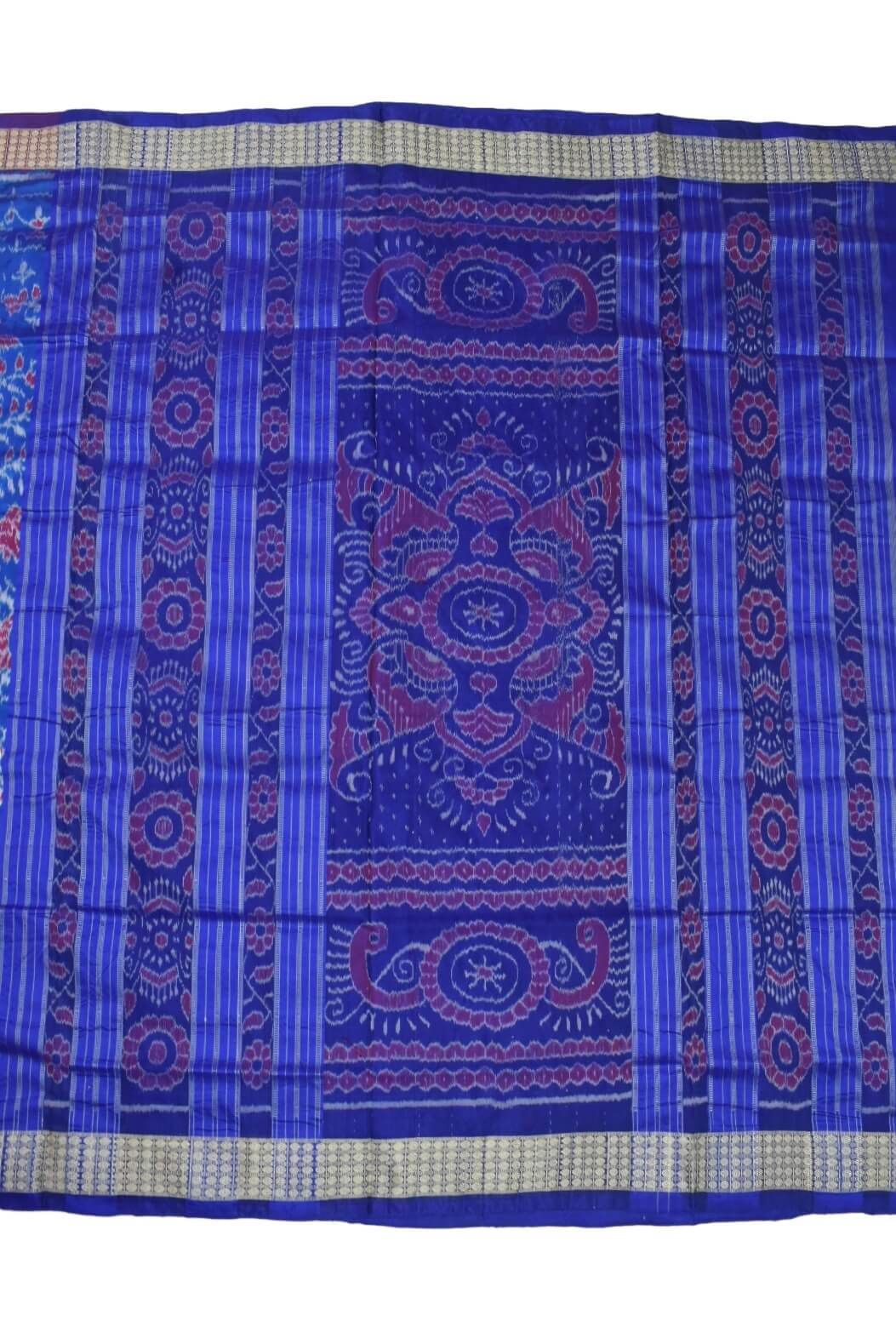 Blue Colour Sambalpuri Handloom Bandha Silk Saree - Image 2