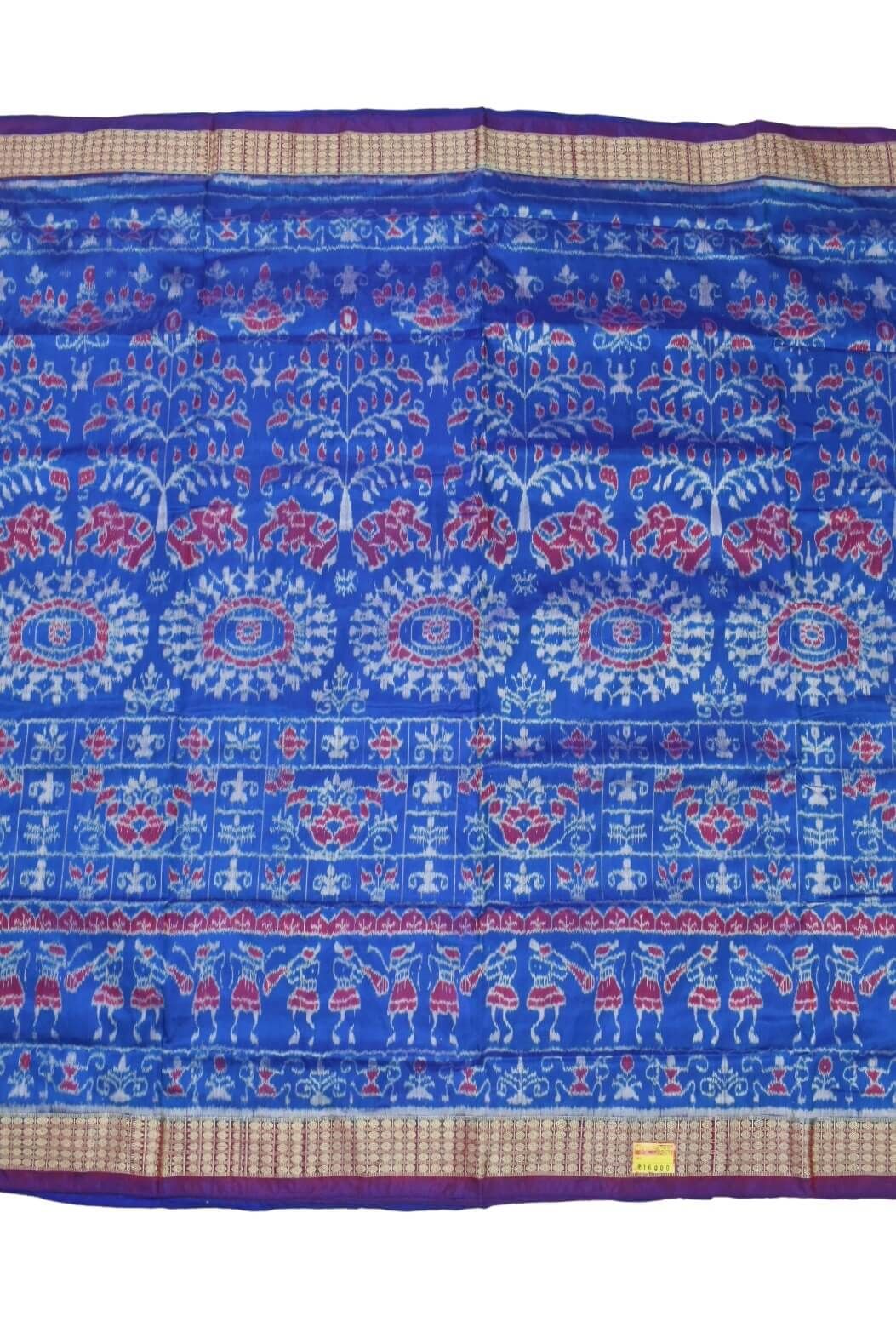 Blue Colour Sambalpuri Handloom Bandha Silk Saree