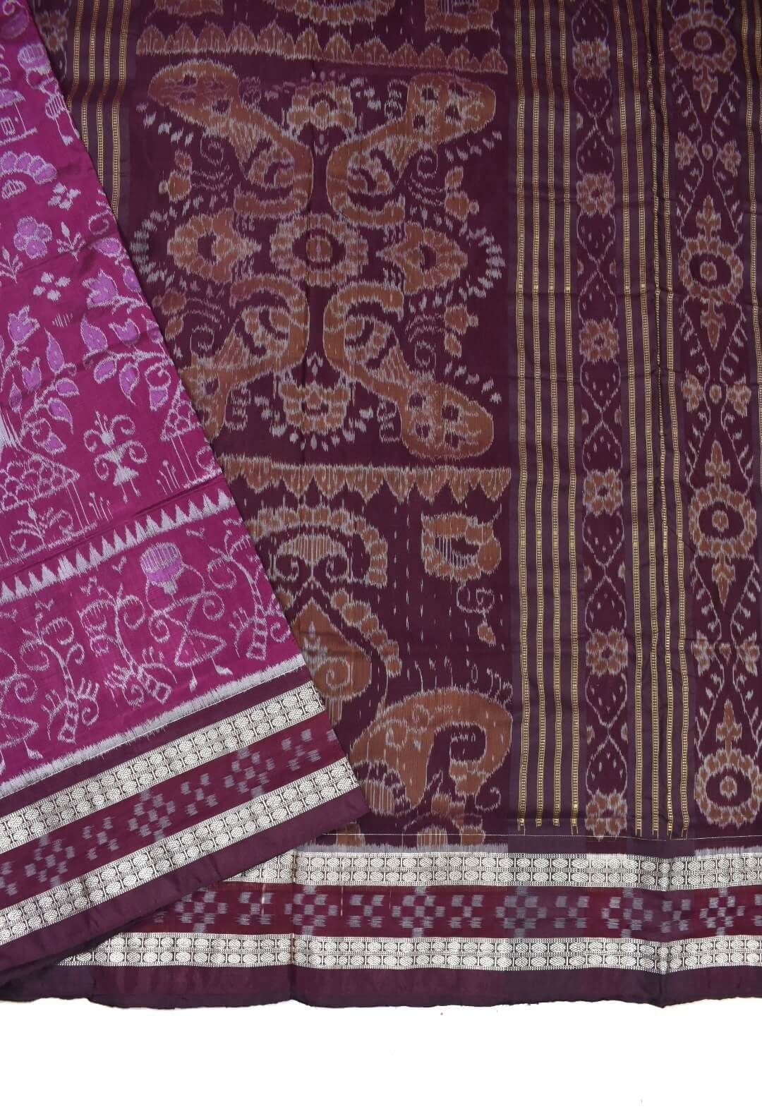 Pink Colour Sambalpuri Handloom Bandha Silk Saree - Image 3