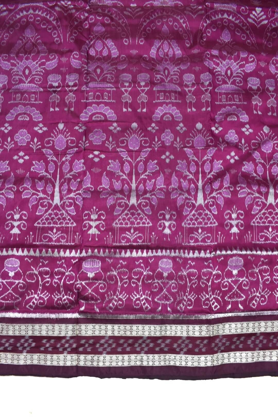 Pink Colour Sambalpuri Handloom Bandha Silk Saree - Image 4
