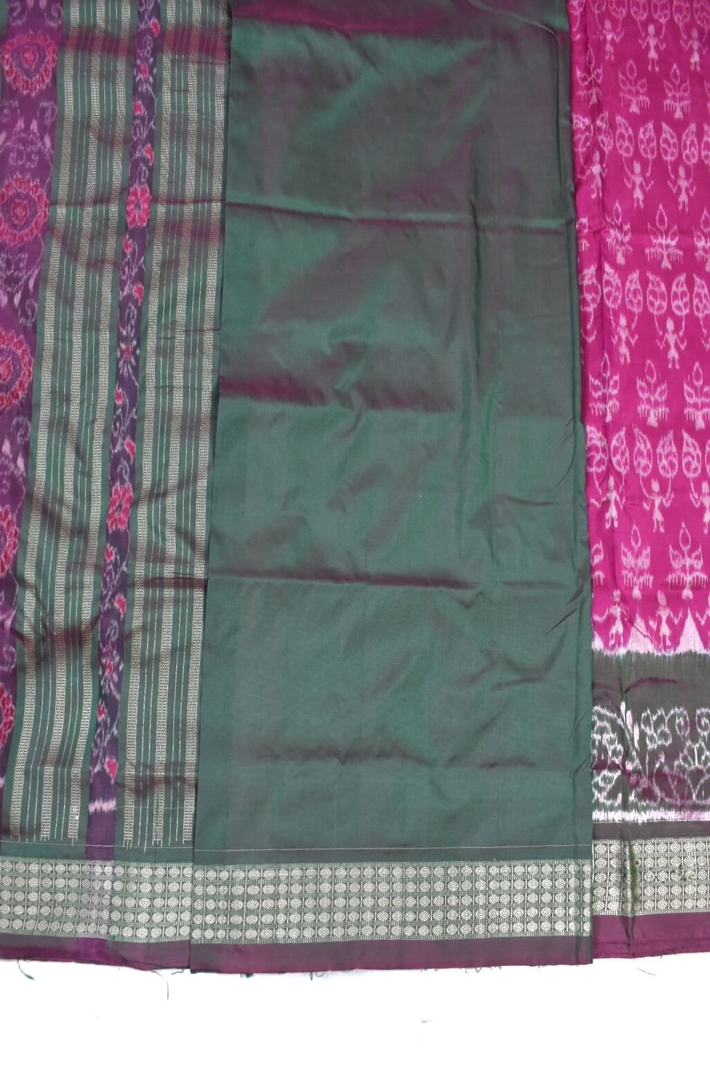 Pink Colour Double Border Sambalpuri Handloom Bandha Silk Saree - Image 5