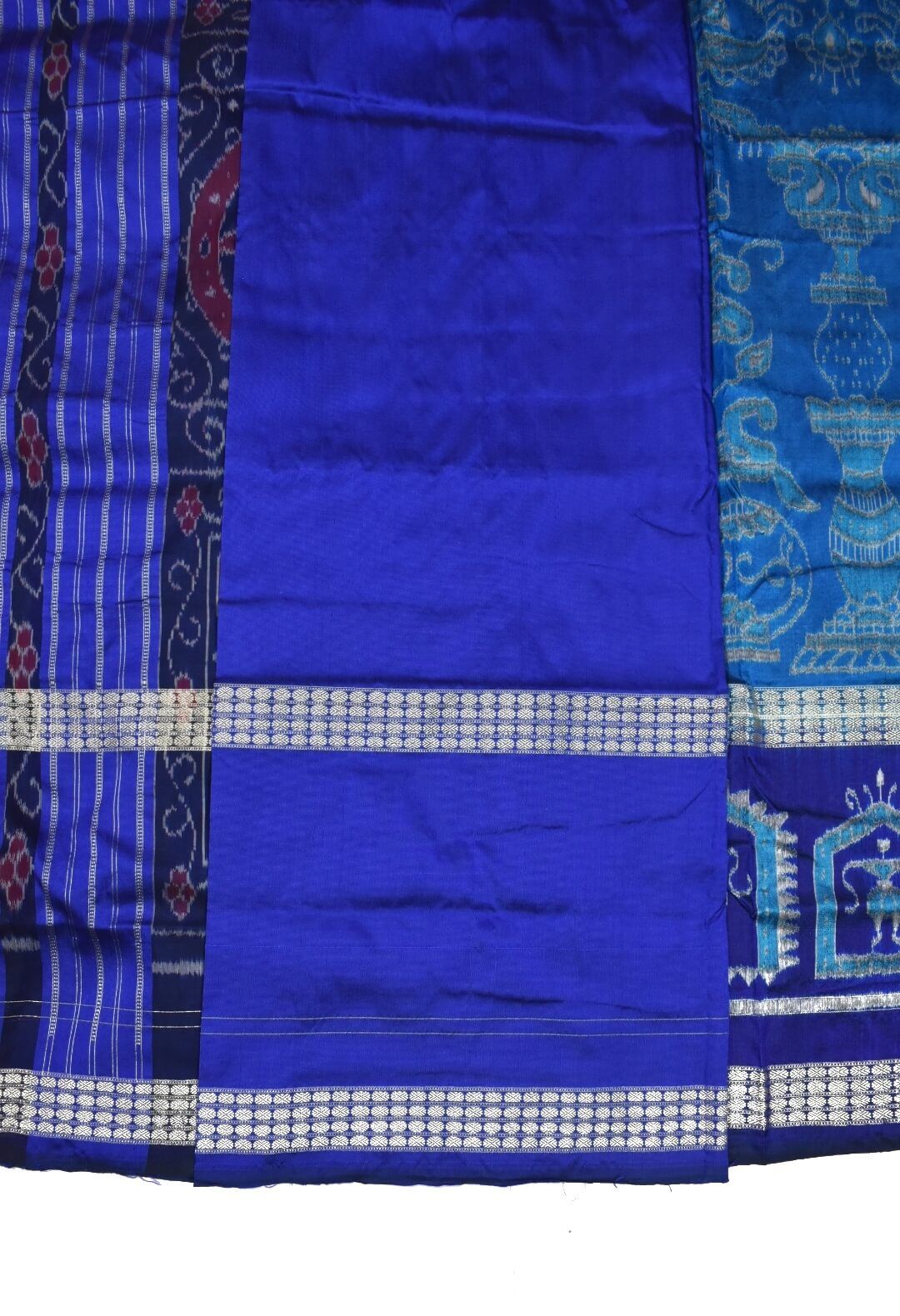 Sky Blue Colour Double Border Sambalpuri Handloom Bandha Silk Saree - Image 5