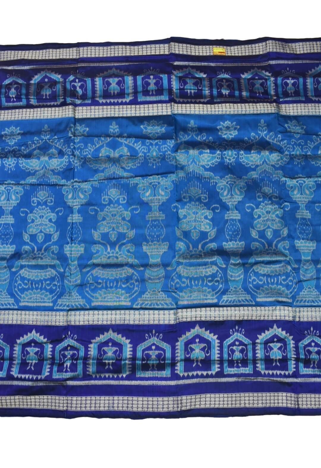 Sky Blue Colour Double Border Sambalpuri Handloom Bandha Silk Saree