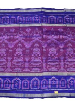 Pink-Blue Colour Double Border Sambalpuri Handloom Bandha Silk Saree
