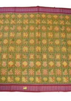 Lite Yellow Colour  Sambalpuri Handloom Cotton Bandha Saree