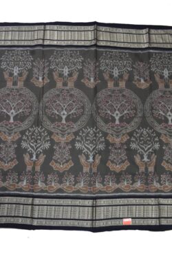 Gray Colour Standard Border Sambalpuri Handloom Cotton Bandha Saree