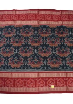 Black-Red Colour Double Border Sambalpuri Handloom Cotton Bandha Saree