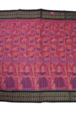 Pink Colour  Sambalpuri Handloom Cotton Bandha Saree