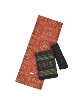Orange Colour Sambalpuri Handloom Bapta Cotton/Silk Mix Dress Material
