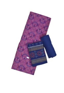 Pink-Blue Colour Sambalpuri Handloom Bapta Cotton/Silk Mix Dress Material