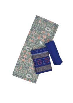 Gray Colour Sambalpuri Handloom Bapta Cotton/Silk Mix Dress Material
