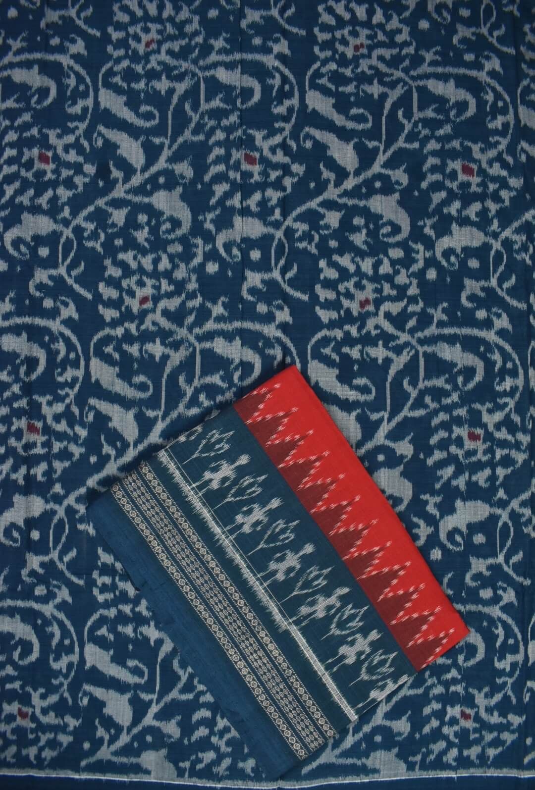 Blue Colour Sambalpuri Handloom Cotton Dress Material - Image 3