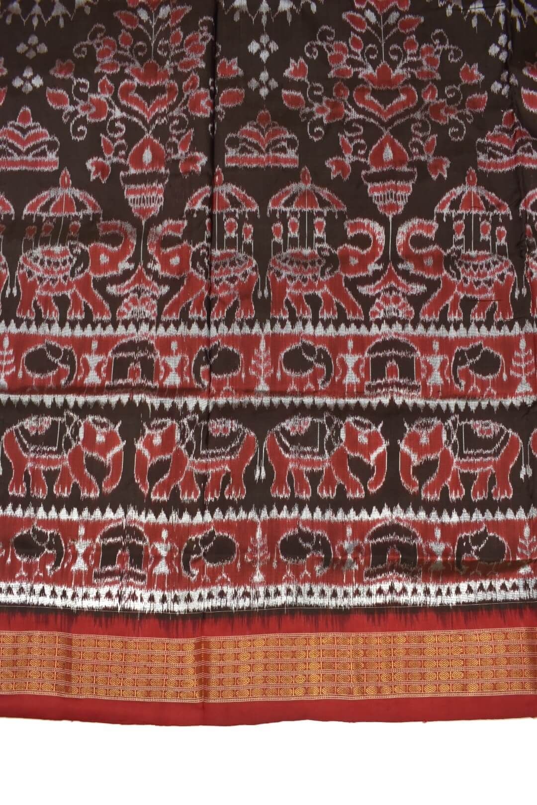 Black Colour Sambalpuri Handloom Bandha Silk Saree - Image 4