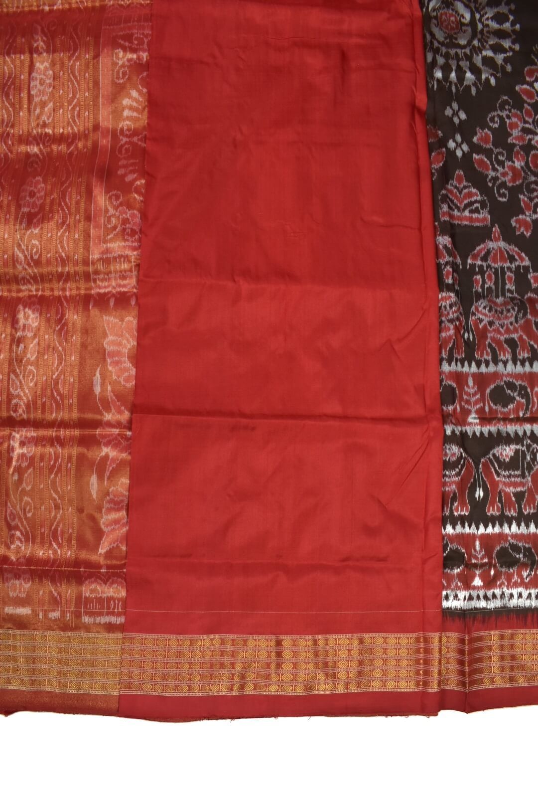 Black Colour Sambalpuri Handloom Bandha Silk Saree - Image 5
