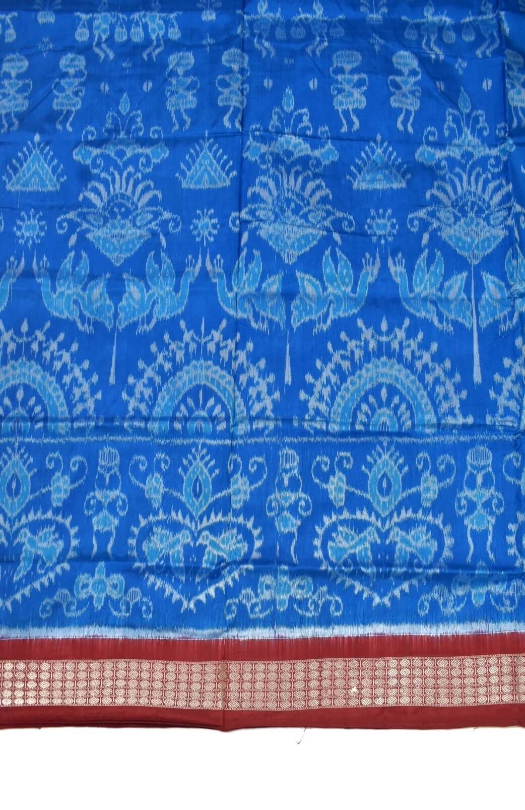 Blue Colour Sambalpuri Handloom Bandha Silk Saree - Image 4