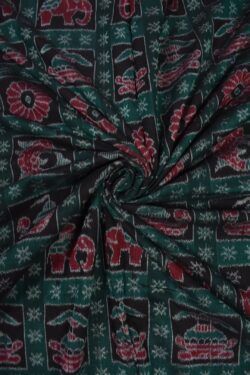 Black-Green Colour Sambalpuri Handloom Cotton Fabrics