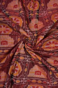 Red Colour Sambalpuri Handloom Cotton/Pata Bapta fabric