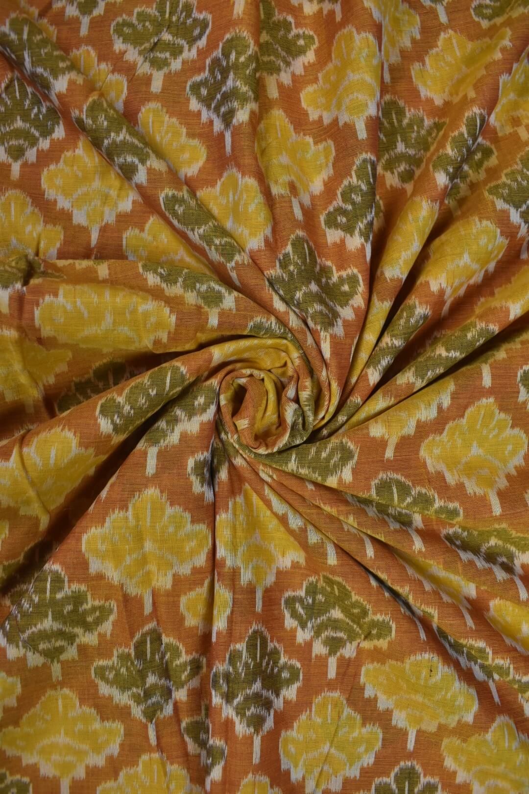 Mustard Yellow Colour Sambalpuri Handloom Cotton Fabrics