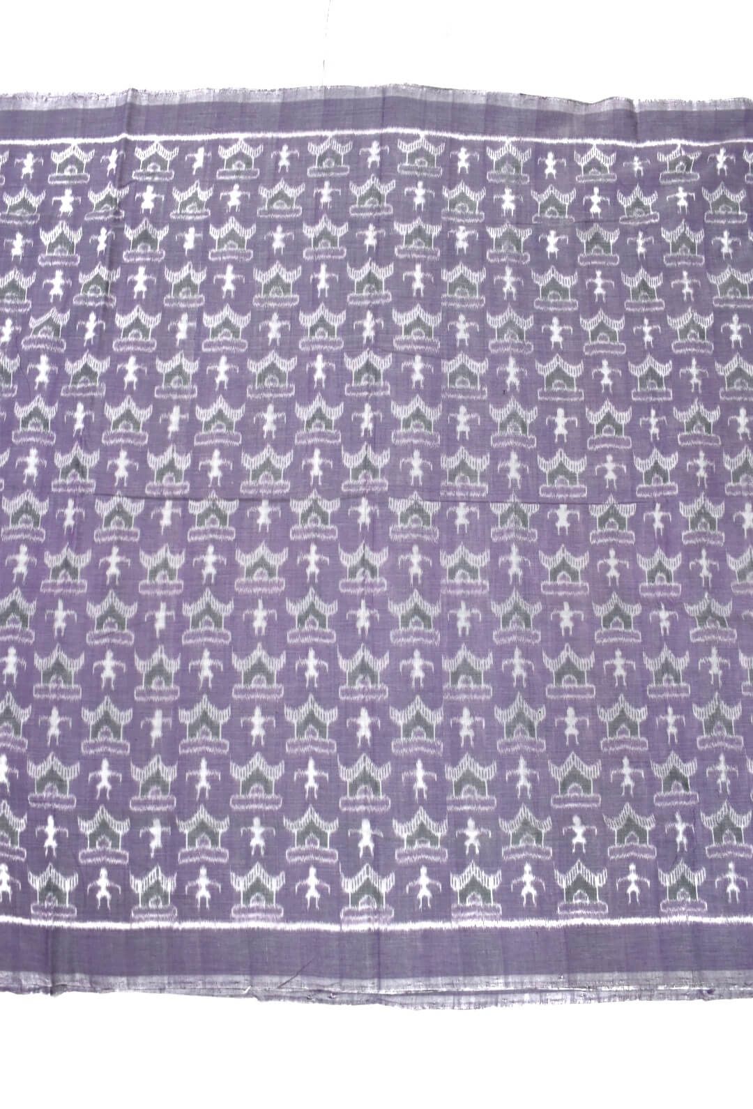 Lavender Colour Tribal Design Sambalpuri Handloom Cotton Fabrics - Image 2