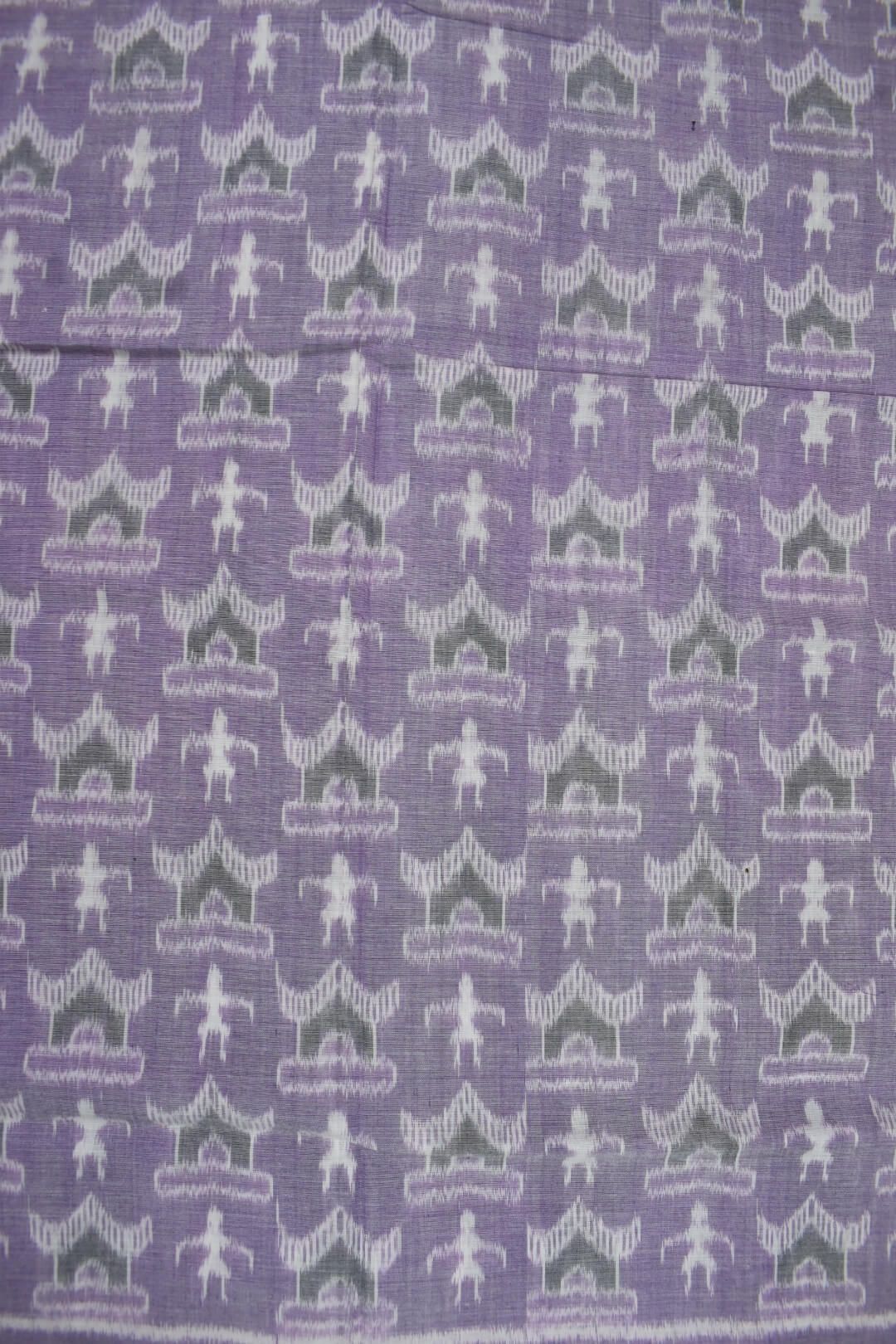 Lavender Colour Tribal Design Sambalpuri Handloom Cotton Fabrics - Image 3