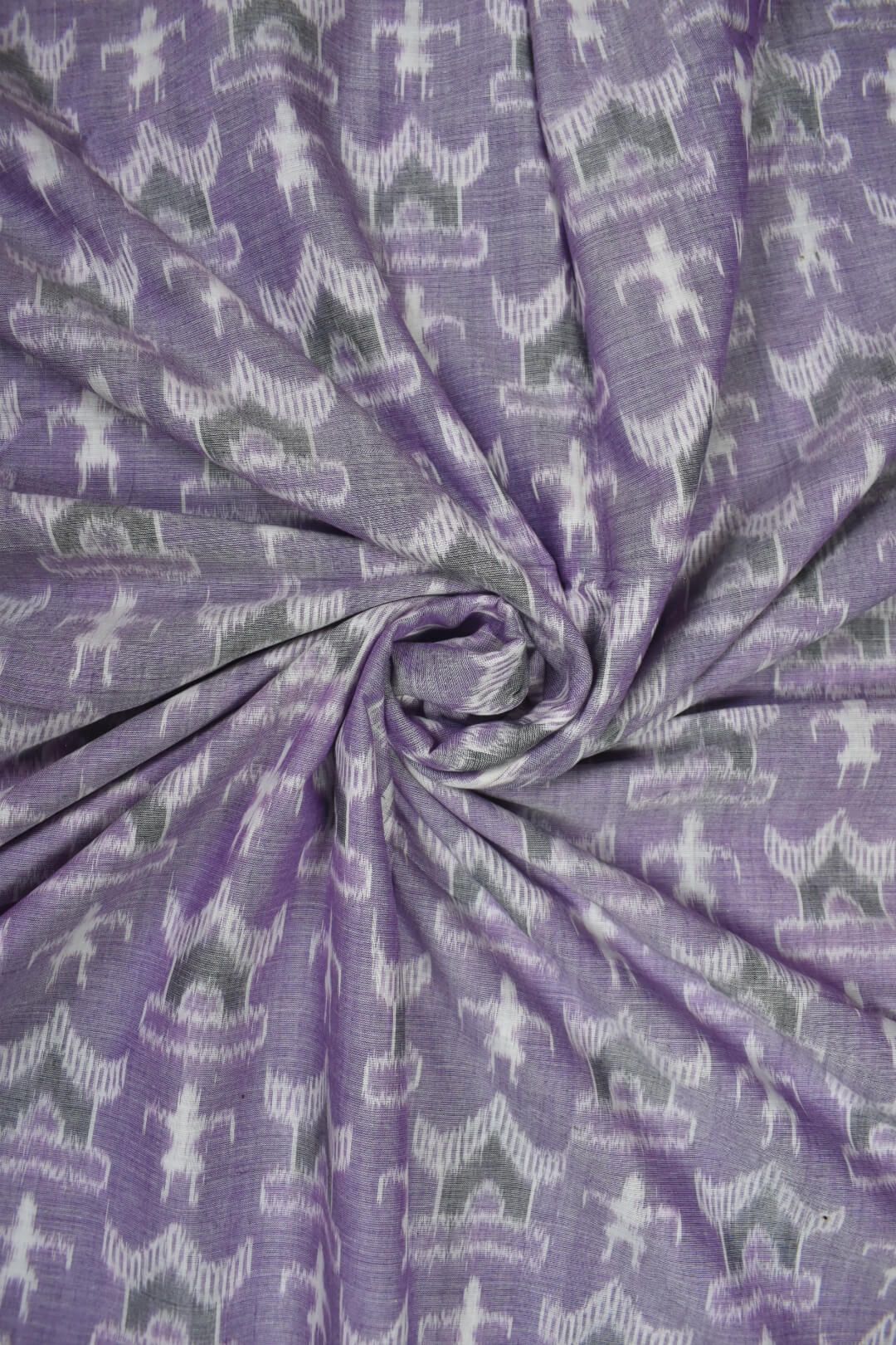 Lavender Colour Tribal Design Sambalpuri Handloom Cotton Fabrics