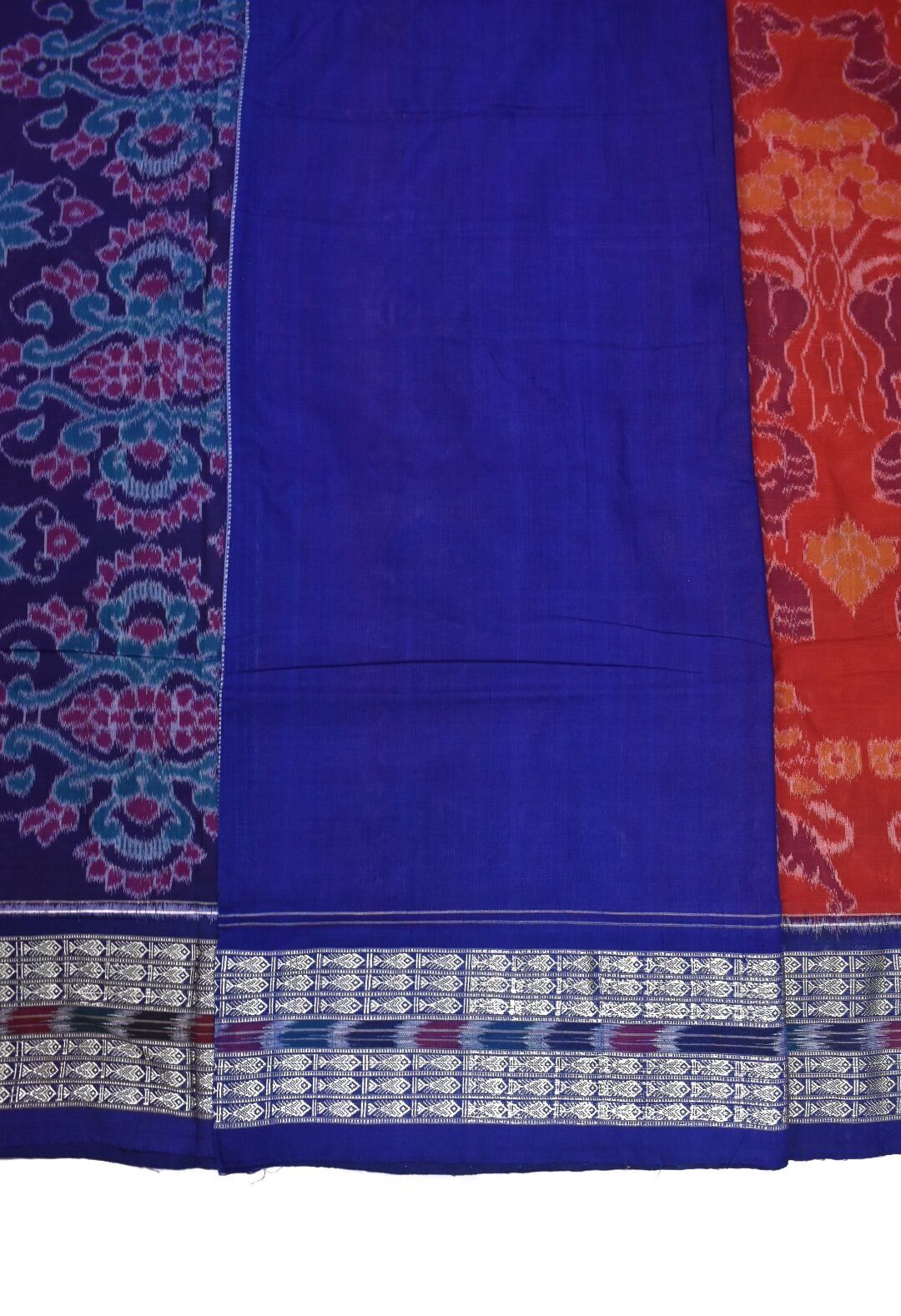 Red Colour Sambalpuri Handloom Cotton Bandha Saree - Image 5