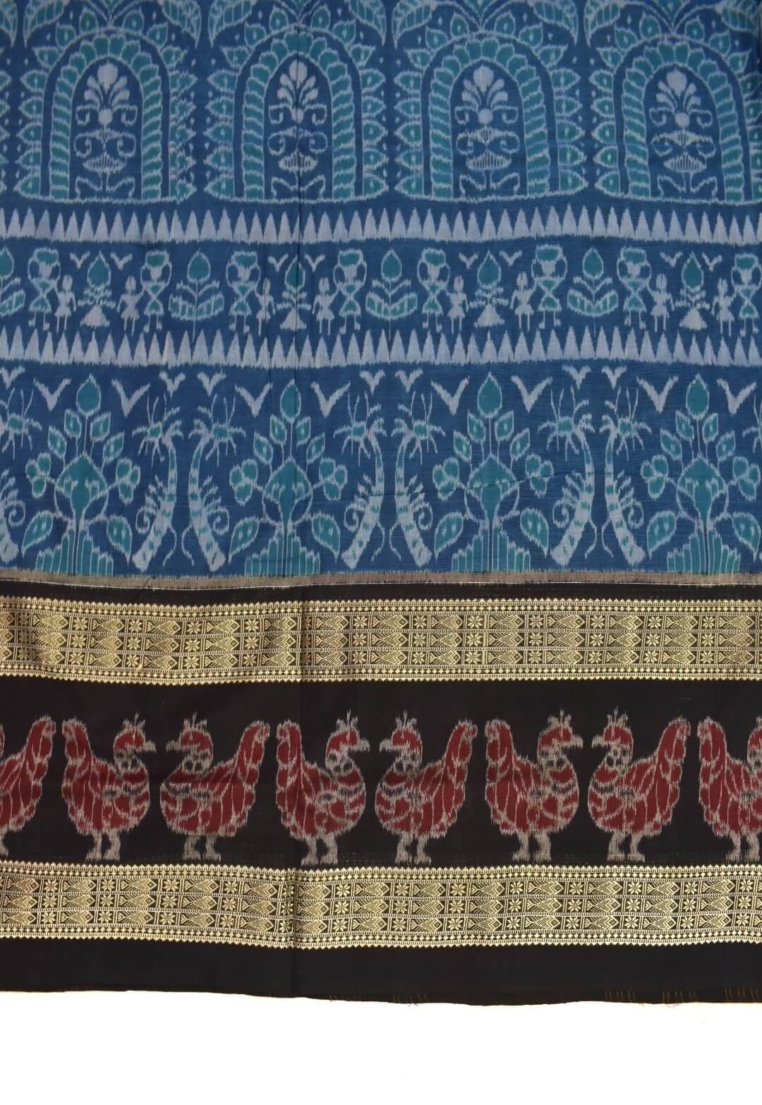 Blue Colour Sambalpuri Handloom Cotton Bandha Saree - Image 4
